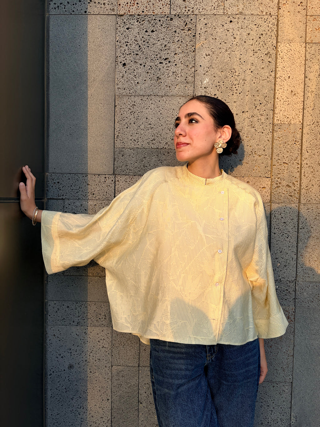 Butter Bloom Asymmetric Striped Shirt