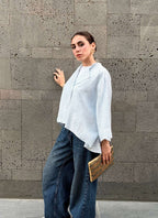 Ciel Bloom Asymmetric Striped Shirt