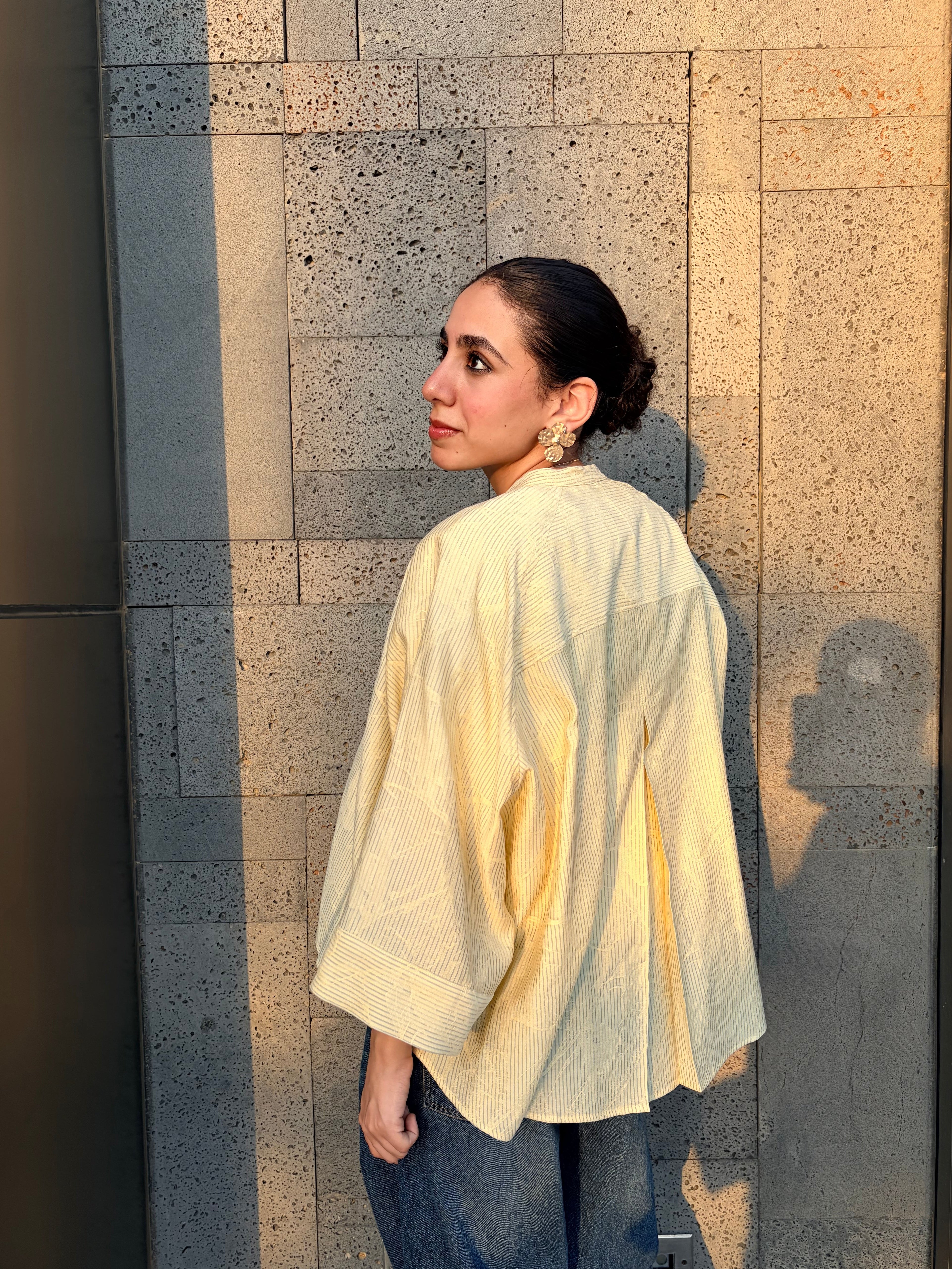Butter Bloom Asymmetric Striped Shirt