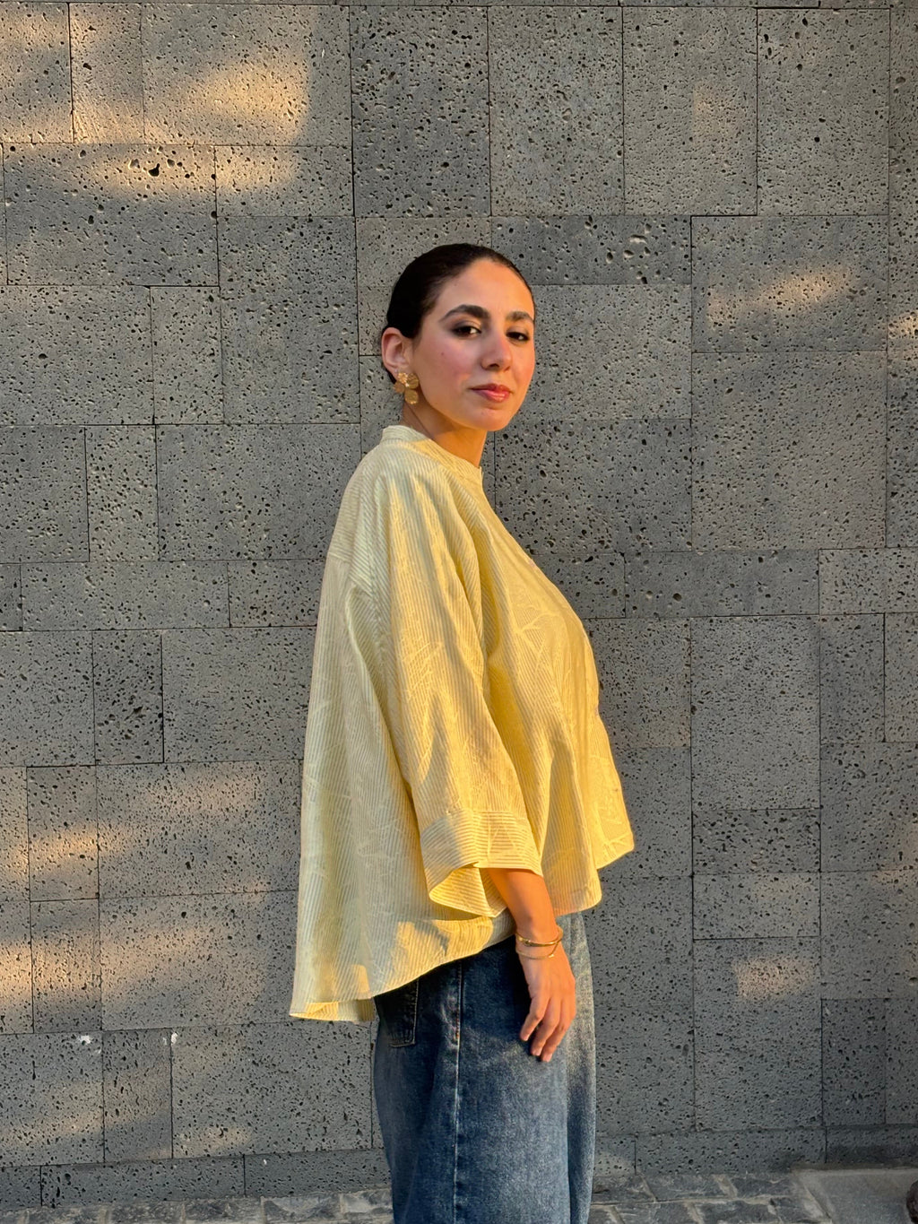 Butter Bloom Asymmetric Striped Shirt