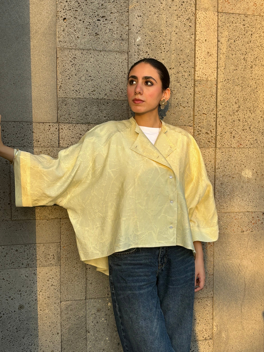 Butter Bloom Asymmetric Striped Shirt