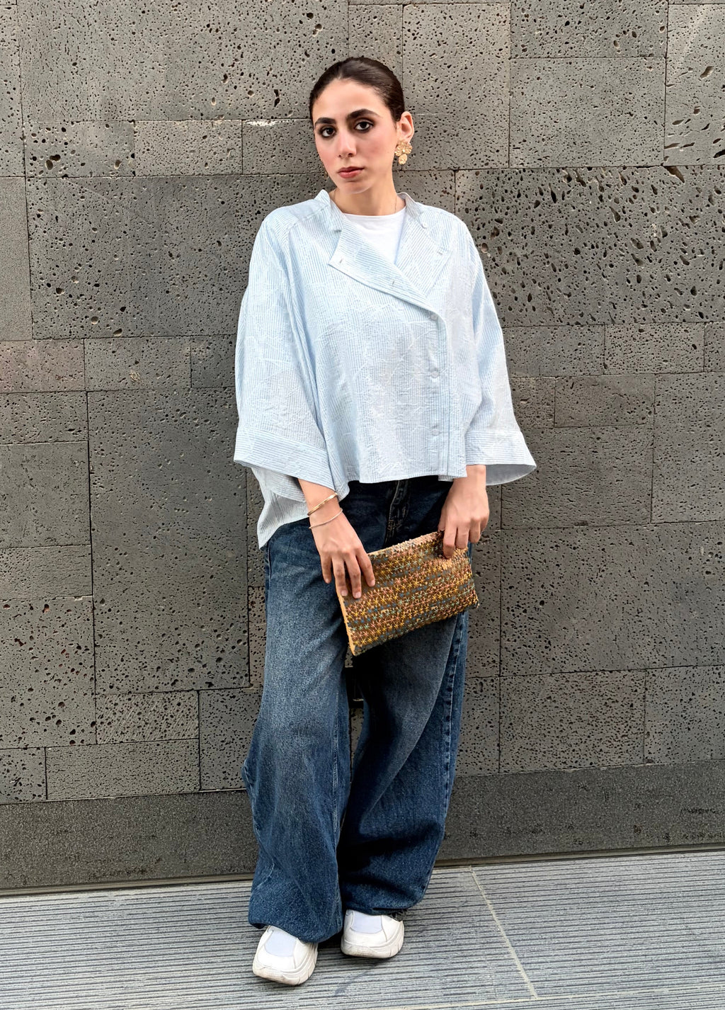 Ciel Bloom Asymmetric Striped Shirt