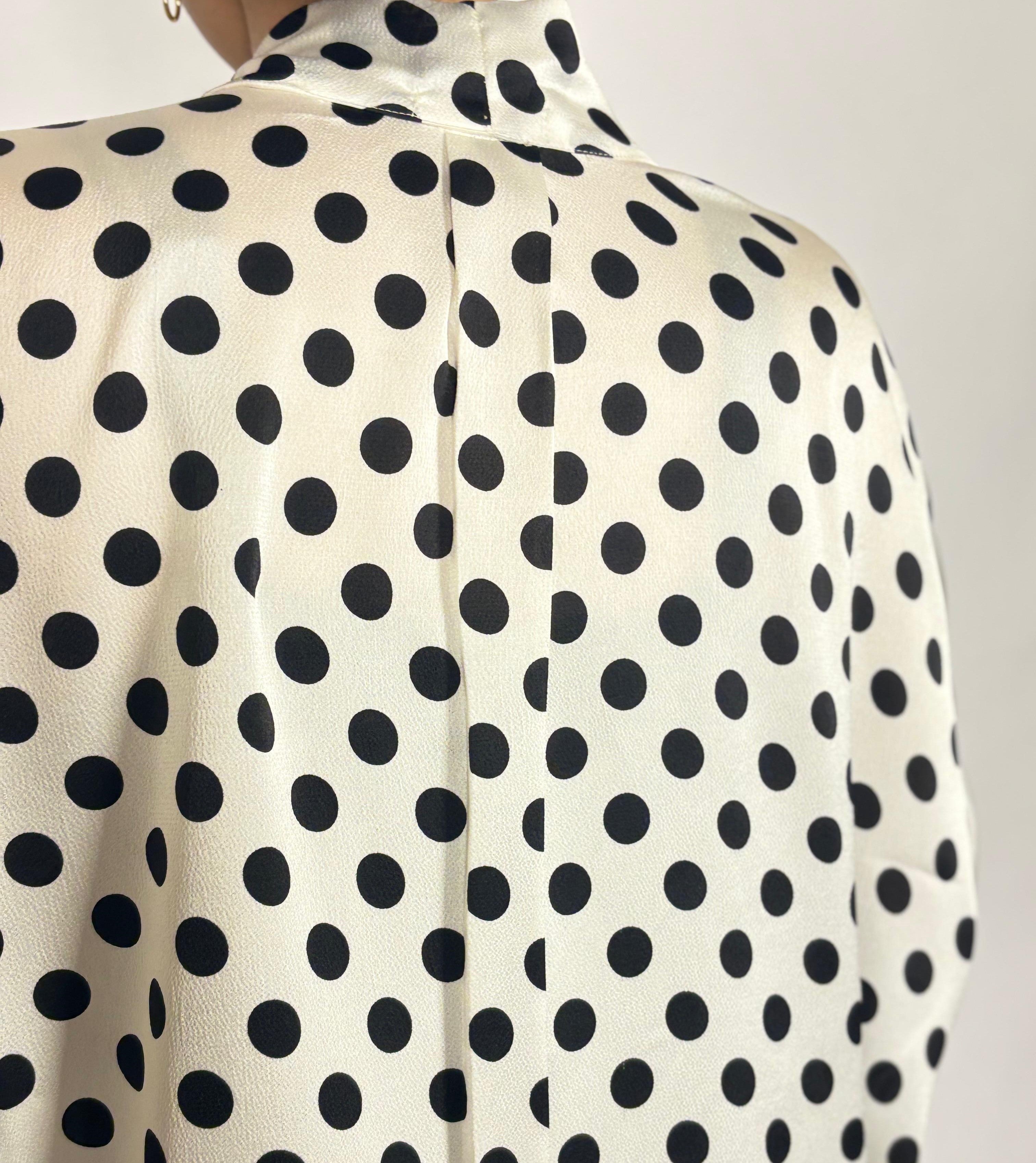 Pearl Dot Tie-Neck Blouse