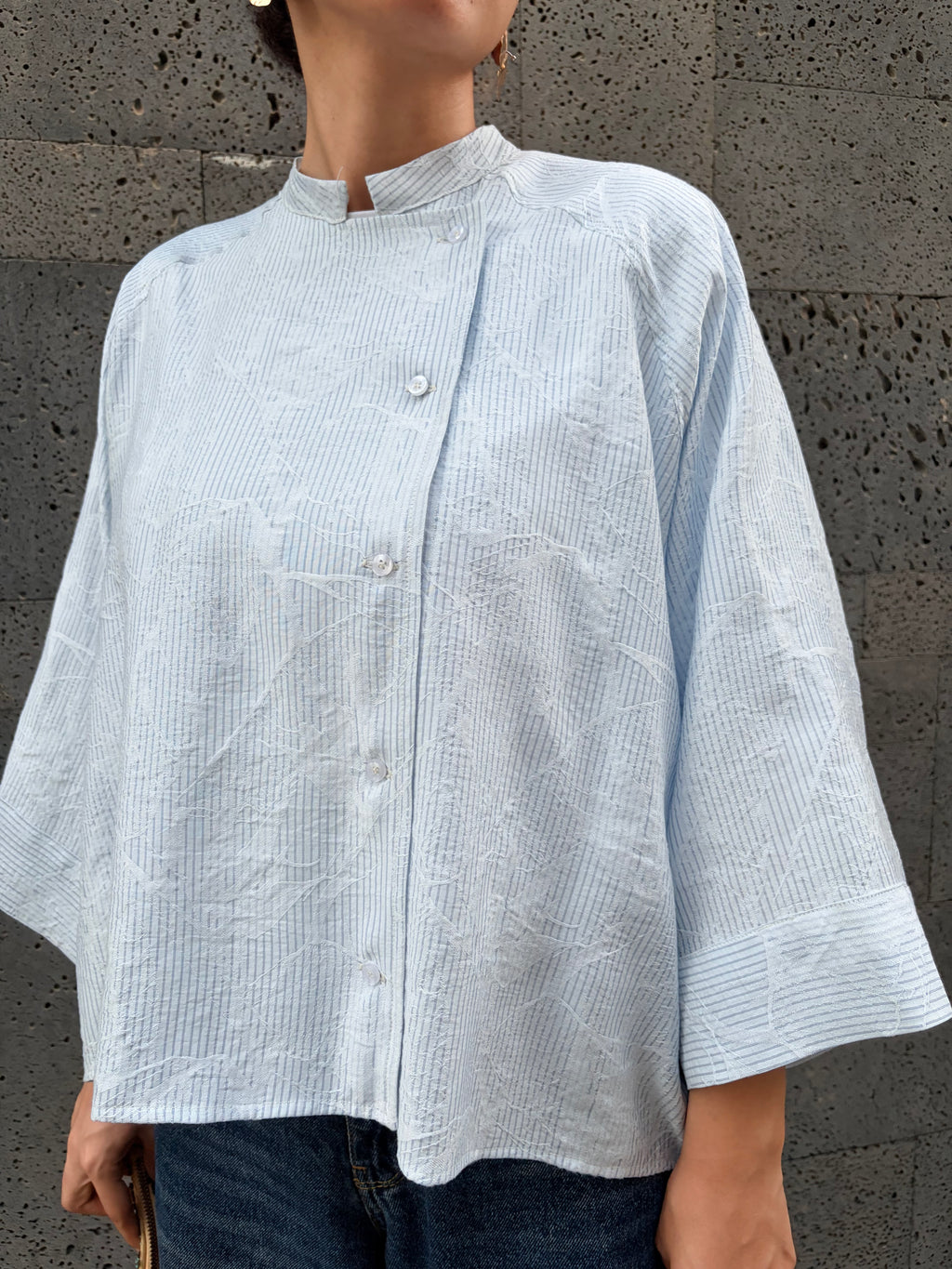 Ciel Bloom Asymmetric Striped Shirt