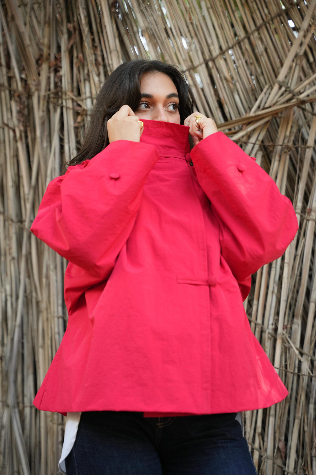 Scarlet Stand Collar Waterproof Jacket