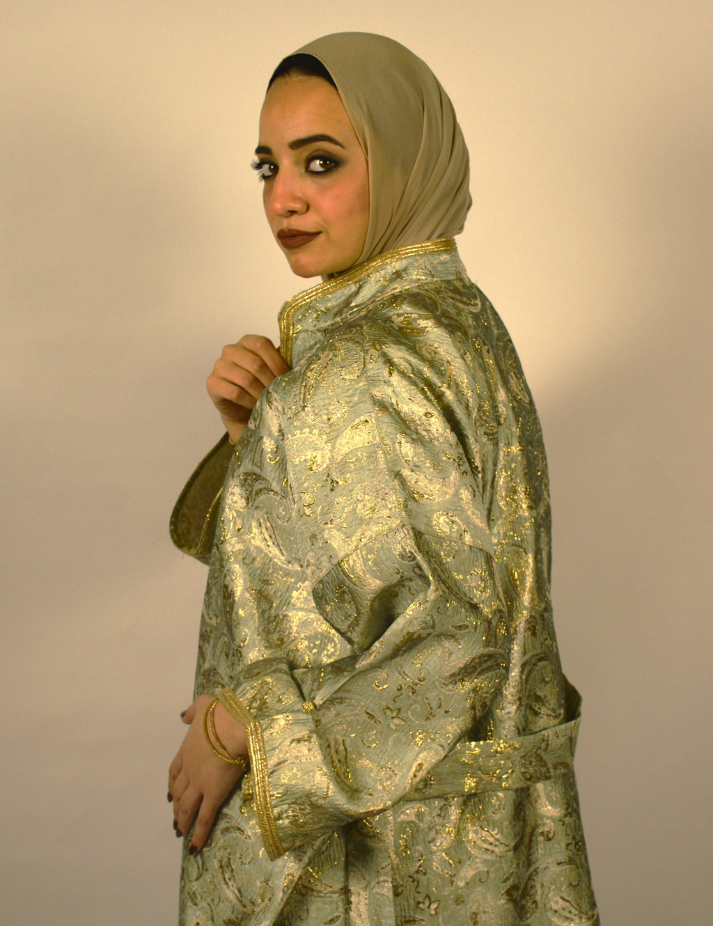Paisley Mint-Gold Kaftan