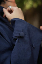 Navy Stand Collar Waterproof Jacket