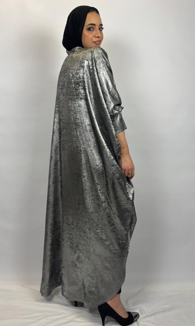 Shimmery Silver High-Low Cardigan