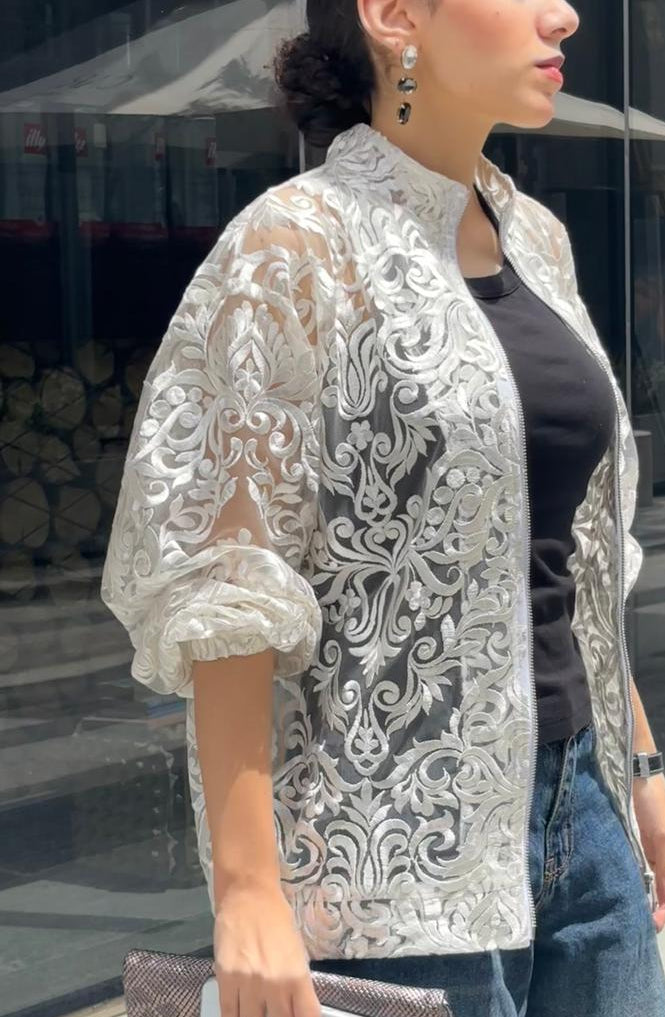 Light Statement Embroidered Bomber