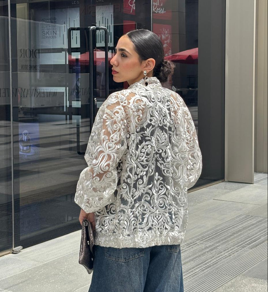 Light Statement Embroidered Bomber
