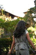 Olive Belted Trench Vest