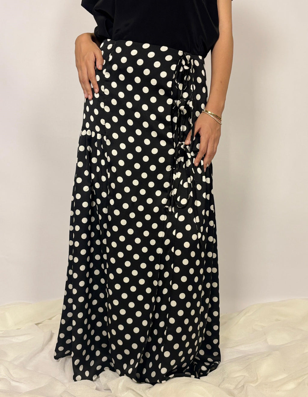 Midnight Dot Wrapped Adjustable Skirt
