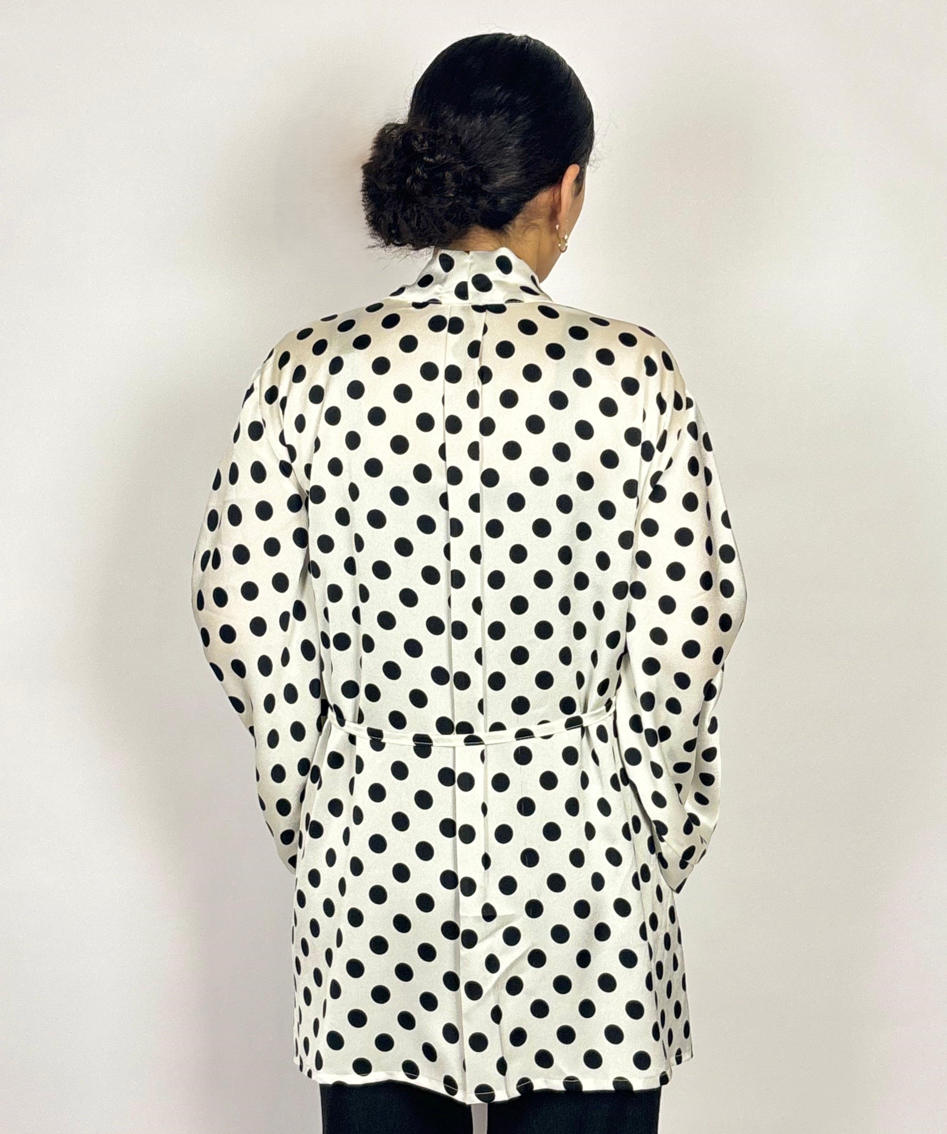 Pearl Dot Tie-Neck Blouse