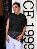 Asymmetric Metallic Black Knit Top