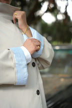 High-Collar Belted Trench Jacket