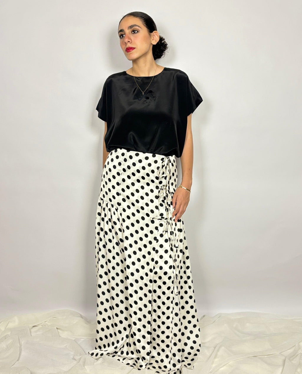 Pearl Dot Wrapped Adjustable Skirt