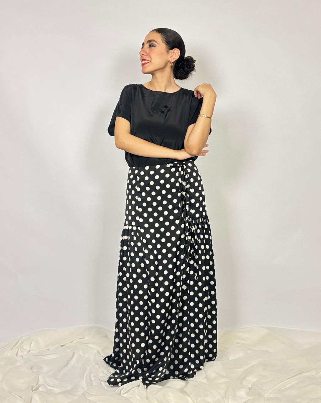 Midnight Dot Wrapped Adjustable Skirt