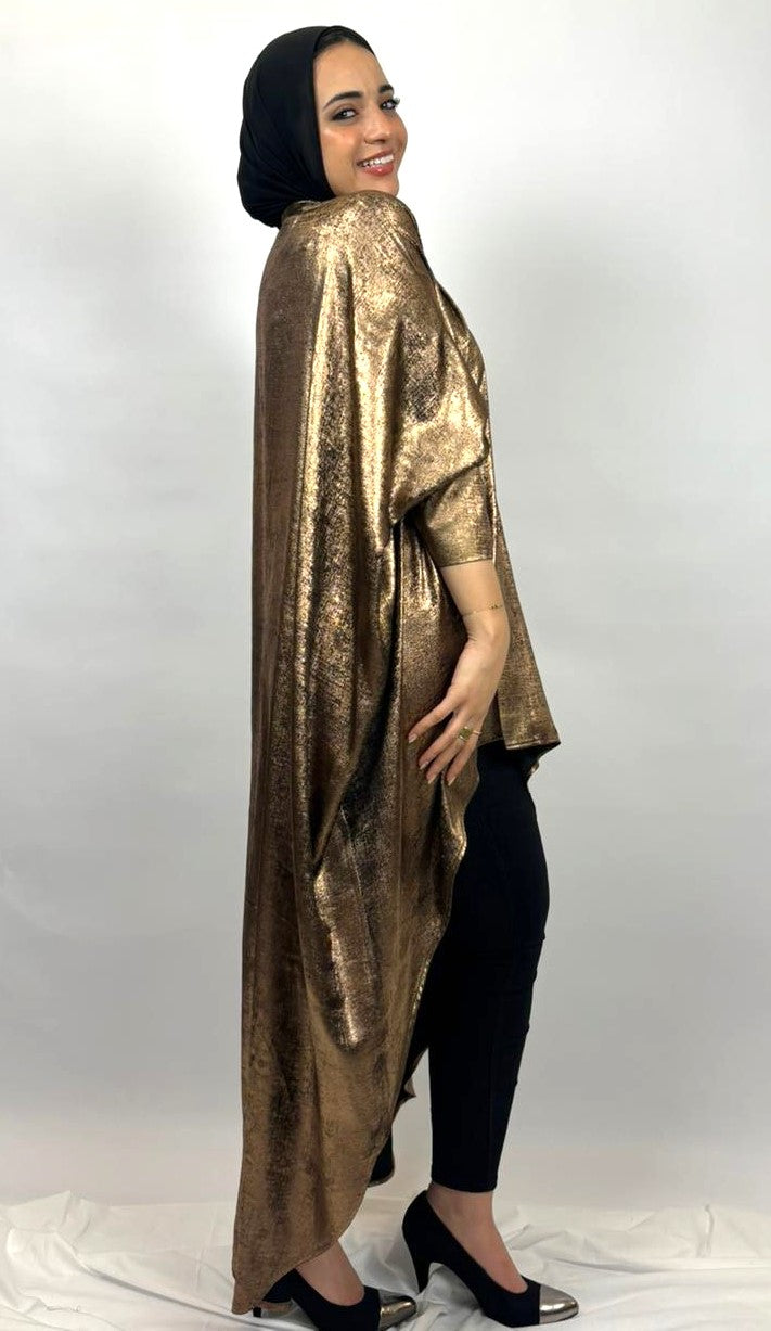 Shimmery Bronze High-Low Cardigan