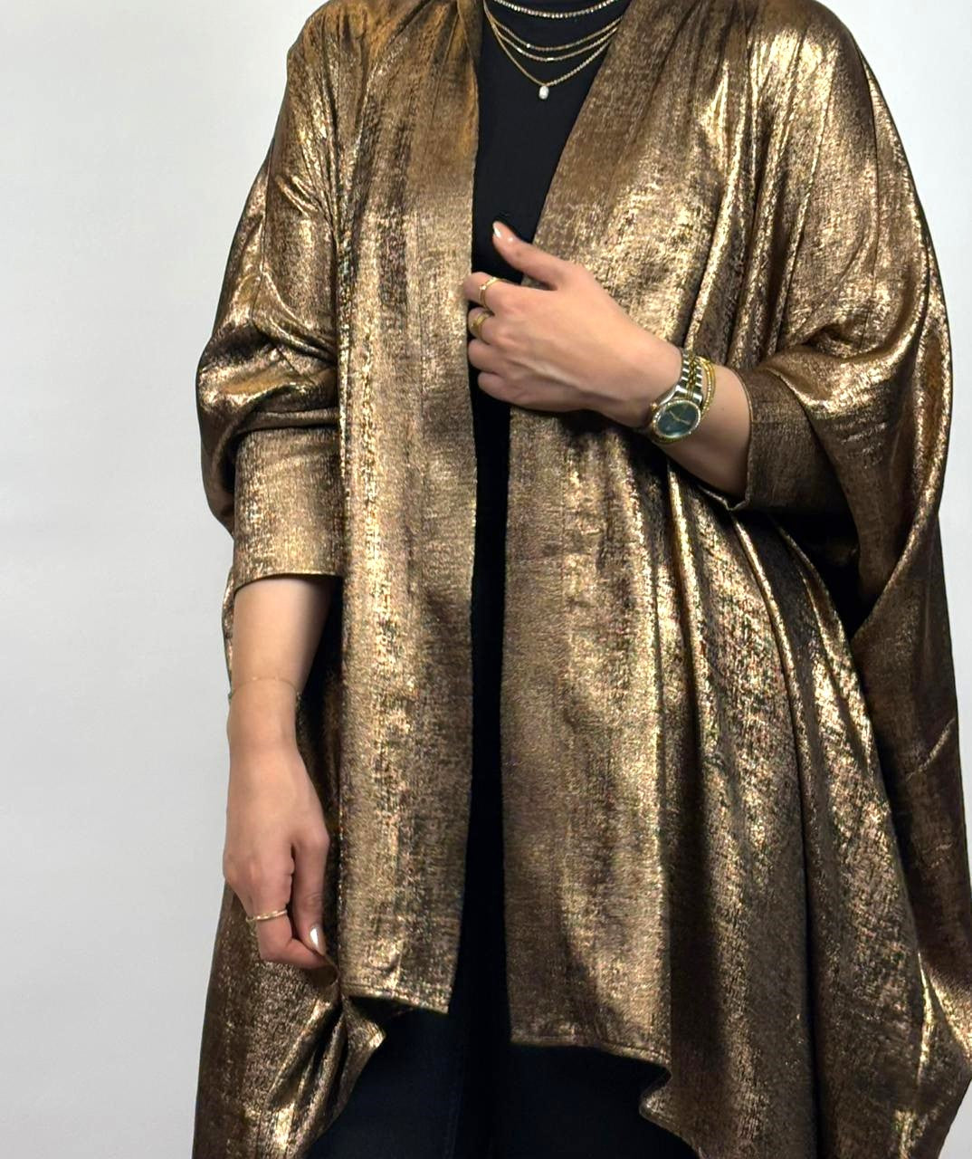 Shimmery Bronze High-Low Cardigan
