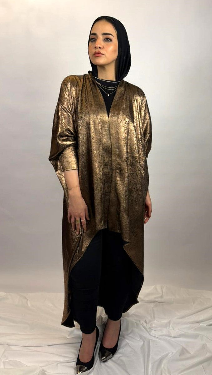 Shimmery Bronze High-Low Cardigan