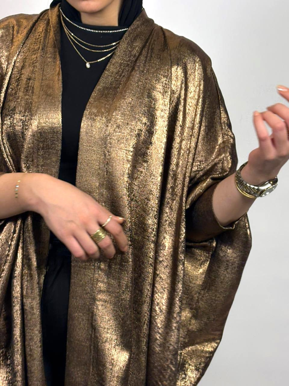 Shimmery Bronze High-Low Cardigan