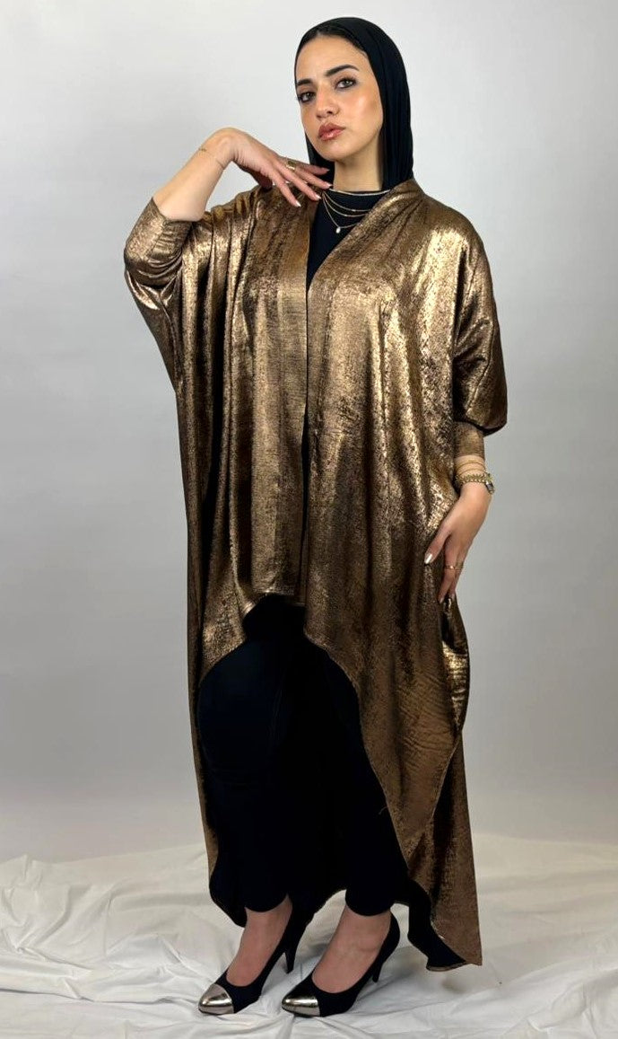 Shimmery Bronze High-Low Cardigan