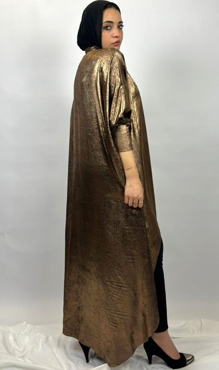 Shimmery Bronze High-Low Cardigan