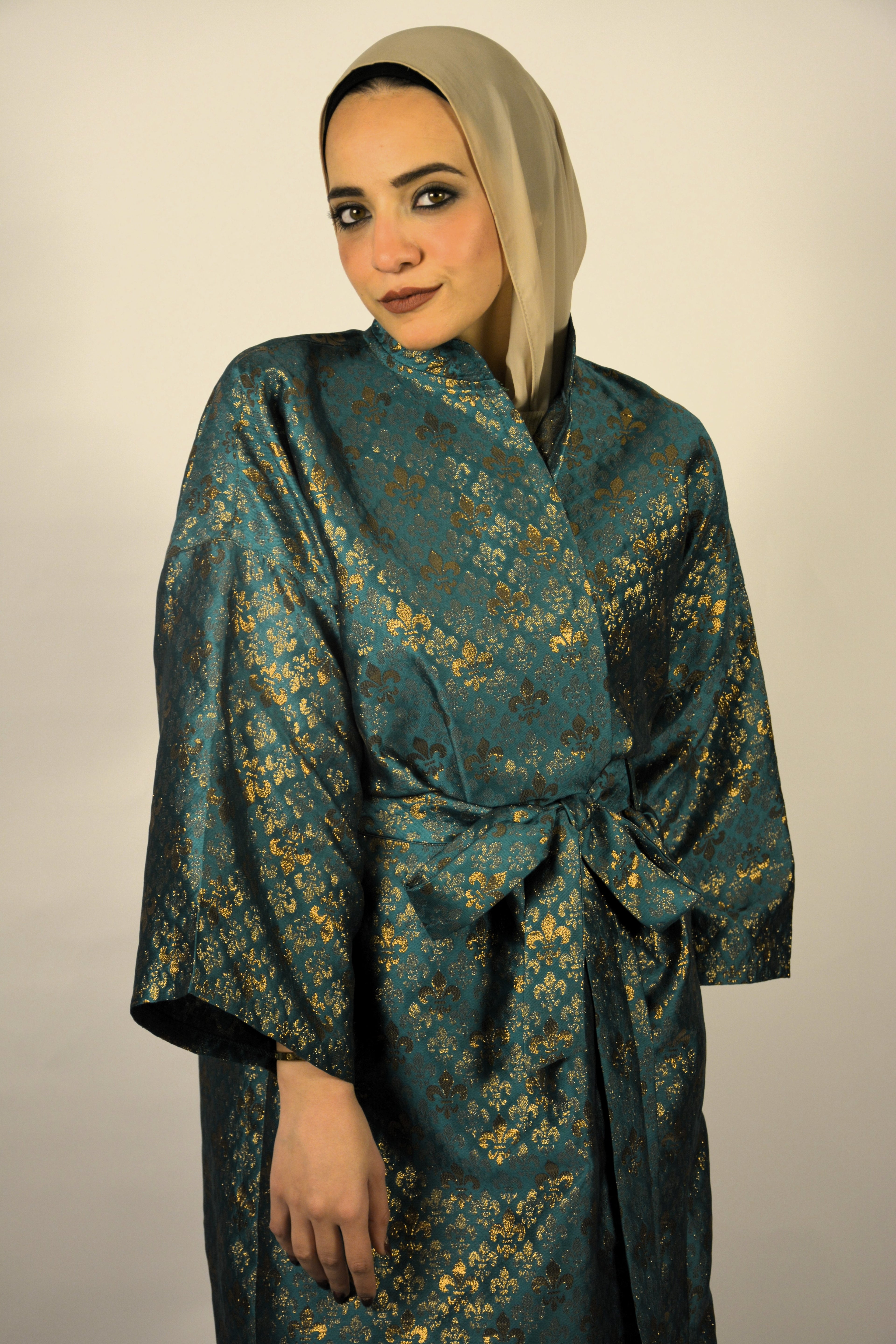 Green Moroccan Kaftan w' Gold Pattern