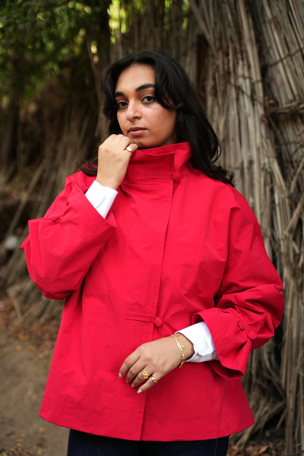 Scarlet Stand Collar Waterproof Jacket