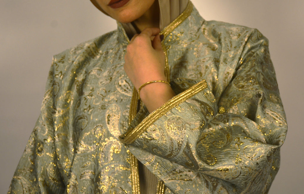 Paisley Mint-Gold Kaftan