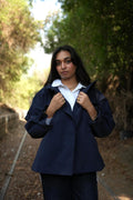 Navy Stand Collar Waterproof Jacket