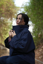 Navy Stand Collar Waterproof Jacket