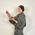 Midnight Dot Tie-Neck Blouse