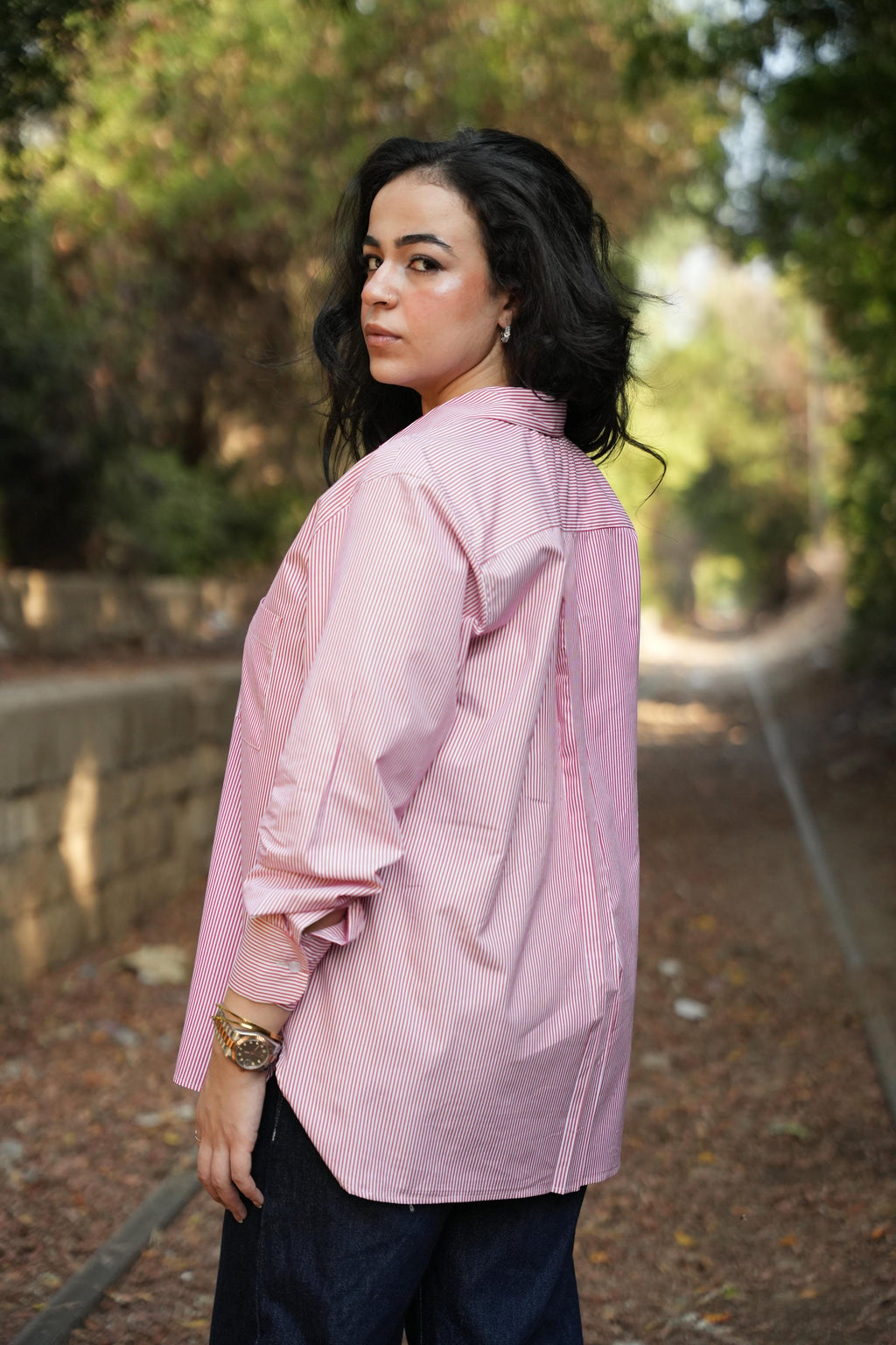 Basic Poplin Red-Striped Shirt