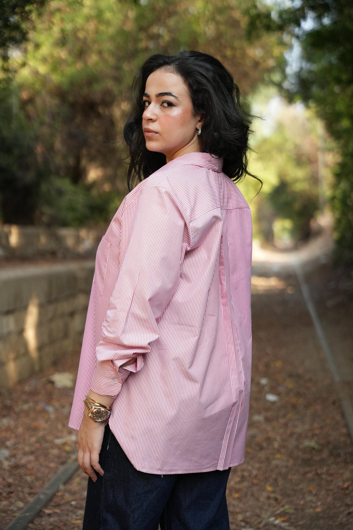 Basic Poplin Red-Striped Shirt