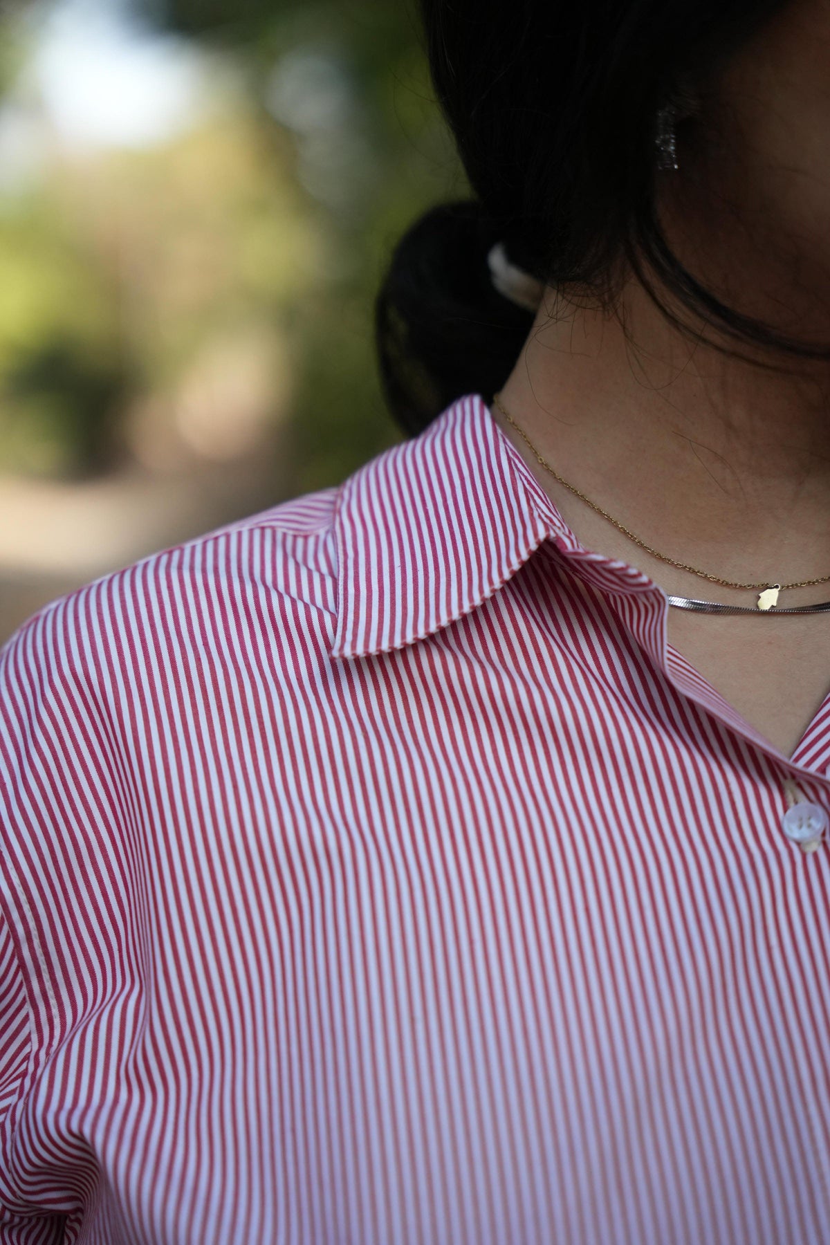 Basic Poplin Red-Striped Shirt