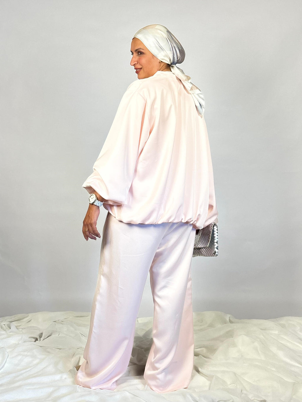 Rose Satin Bomber Jacket