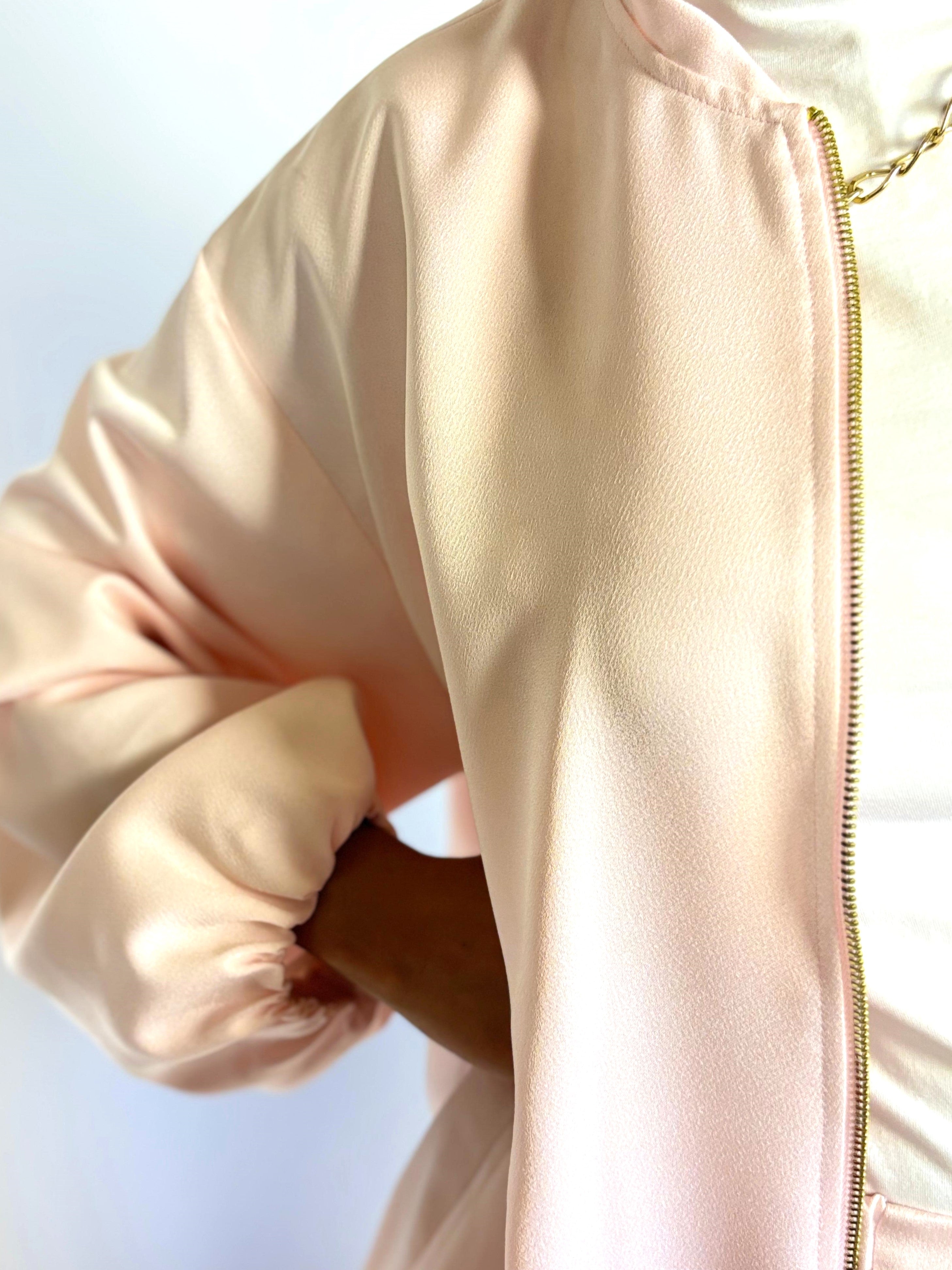 Rose Satin Bomber Jacket