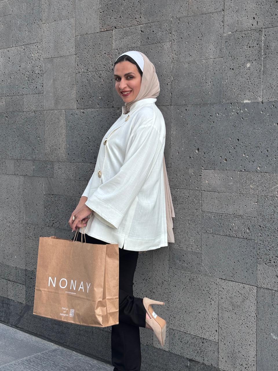 Ecru Linen Side-Button Jacket