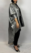 Shimmery Silver High-Low Cardigan