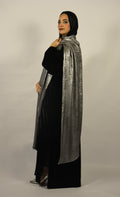 Velvet Black Kaftan w' Silver Shawl