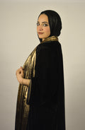 Velvet Black Kaftan w' Bronze Shawl